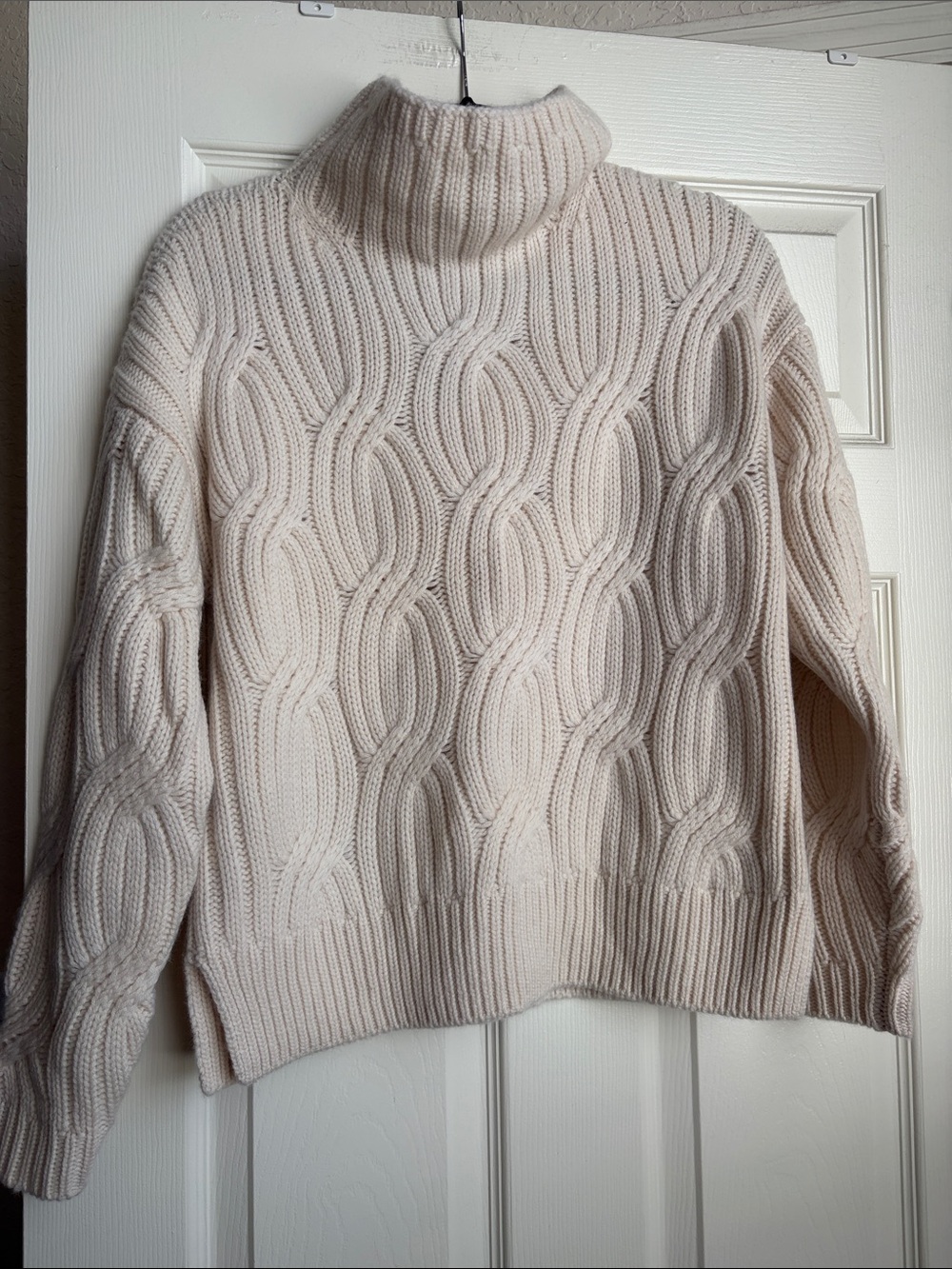 NWT J. Crew Collection Cashmere Cream Cable Turtleneck Sweater